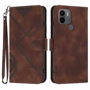 For Xiaomi Redmi A1+ Line Pattern Skin Feel Leather Phone Case(Coffee)