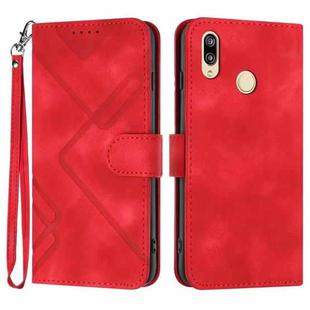 For Xiaomi Redmi Note 7 Line Pattern Skin Feel Leather Phone Case(Red)