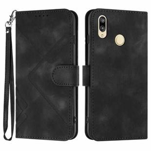 For Xiaomi Redmi Note 7 Line Pattern Skin Feel Leather Phone Case(Black)