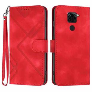 For Xiaomi Redmi Note 9 Global/10X 4G Line Pattern Skin Feel Leather Phone Case(Red)