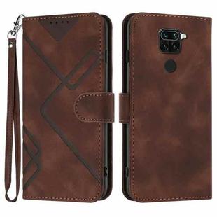 For Xiaomi Redmi Note 9 Global/10X 4G Line Pattern Skin Feel Leather Phone Case(Coffee)