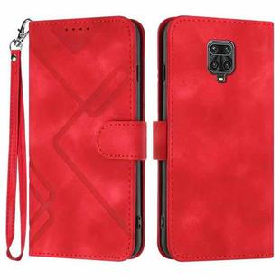 For Xiaomi Redmi Note 9 Pro Line Pattern Skin Feel Leather Phone Case(Red)