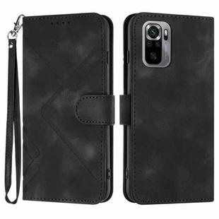 For Xiaomi Redmi Note 10S 4G Global Line Pattern Skin Feel Leather Phone Case(Black)