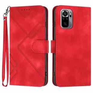 For Xiaomi Redmi Note 11SE 4G India Line Pattern Skin Feel Leather Phone Case(Red)