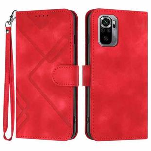 For Xiaomi Poco M5s 4G Global Line Pattern Skin Feel Leather Phone Case(Red)