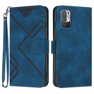 For Xiaomi Redmi Note 10 5G Line Pattern Skin Feel Leather Phone Case(Royal Blue)