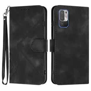 For Xiaomi Redmi Note 10 5G Line Pattern Skin Feel Leather Phone Case(Black)