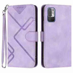 For Xiaomi Redmi Note 10 5G Line Pattern Skin Feel Leather Phone Case(Light Purple)