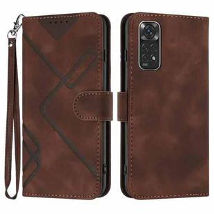 For Xiaomi Redmi Note 11 4G Global Line Pattern Skin Feel Leather Phone Case(Coffee)