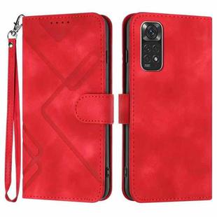 For Xiaomi Redmi Note 11S 4G Global Line Pattern Skin Feel Leather Phone Case(Red)