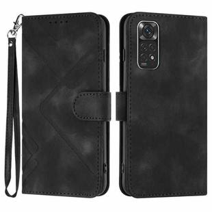 For Xiaomi Redmi Note 11S 4G Global Line Pattern Skin Feel Leather Phone Case(Black)