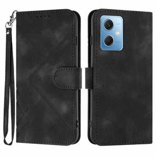 For Xiaomi Redmi Note 12 5G Global Line Pattern Skin Feel Leather Phone Case(Black)