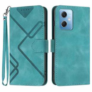 For Xiaomi Redmi Note 12 5G Global Line Pattern Skin Feel Leather Phone Case(Light Blue)