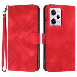 For Xiaomi Redmi Note 12 Pro 4G/5G Global Line Pattern Skin Feel Leather Phone Case(Red)