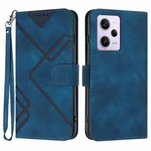 For Xiaomi Redmi Note 12 Pro 4G/5G Global Line Pattern Skin Feel Leather Phone Case(Royal Blue)