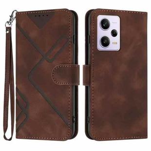 For Xiaomi Redmi Note 12 Pro 4G/5G Global Line Pattern Skin Feel Leather Phone Case(Coffee)