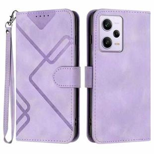 For Xiaomi Redmi Note 12 Pro+ 4G/5G Global Line Pattern Skin Feel Leather Phone Case(Light Purple)