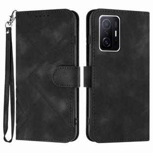 For Xiaomi 11T/11T Pro Line Pattern Skin Feel Leather Phone Case(Black)