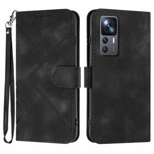 For Xiaomi Redmi K50 Ultra/12T/12T Pro Line Pattern Skin Feel Leather Phone Case(Black)