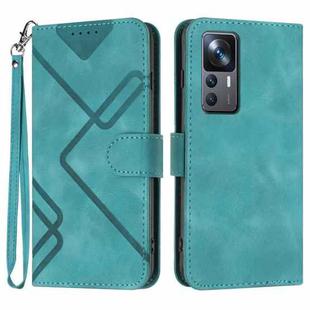 For Xiaomi Redmi K50 Ultra/12T/12T Pro Line Pattern Skin Feel Leather Phone Case(Light Blue)