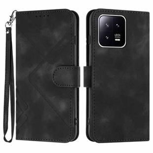 For Xiaomi 13 Line Pattern Skin Feel Leather Phone Case(Black)