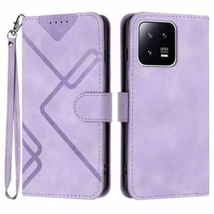 For Xiaomi 13 Pro Line Pattern Skin Feel Leather Phone Case(Light Purple)