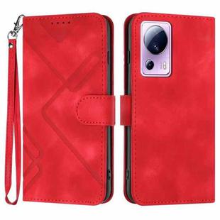 For Xiaomi Civi 2 Line Pattern Skin Feel Leather Phone Case(Red)