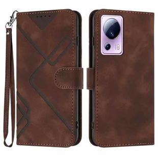 For Xiaomi Civi 2 Line Pattern Skin Feel Leather Phone Case(Coffee)