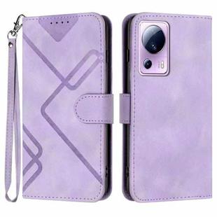 For Xiaomi Civi 2 Line Pattern Skin Feel Leather Phone Case(Light Purple)