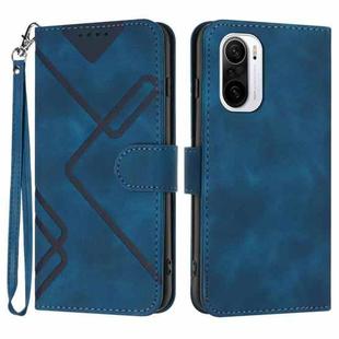 For Xiaomi Poco F3/11i/Redmi K40 Line Pattern Skin Feel Leather Phone Case(Royal Blue)