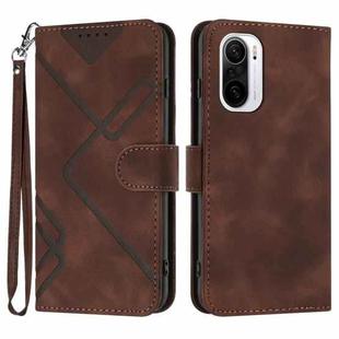 For Xiaomi Poco F3/11i/Redmi K40 Line Pattern Skin Feel Leather Phone Case(Coffee)
