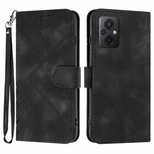 For Xiaomi Poco M5 Line Pattern Skin Feel Leather Phone Case(Black)