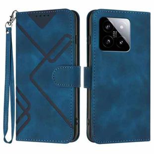 For Xiaomi 14 Line Pattern Skin Feel Leather Phone Case(Royal Blue)