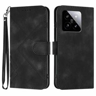 For Xiaomi 14 Line Pattern Skin Feel Leather Phone Case(Black)