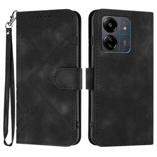 For Xiaomi Redmi 13C Line Pattern Skin Feel Leather Phone Case(Black)