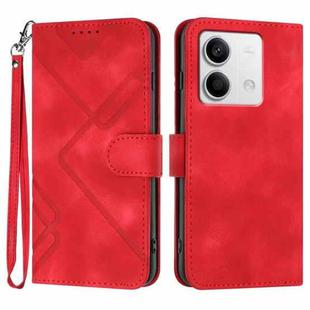 For Xiaomi Redmi Note 13 4G Line Pattern Skin Feel Leather Phone Case(Red)