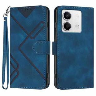 For Xiaomi Redmi Note 13 4G Line Pattern Skin Feel Leather Phone Case(Royal Blue)