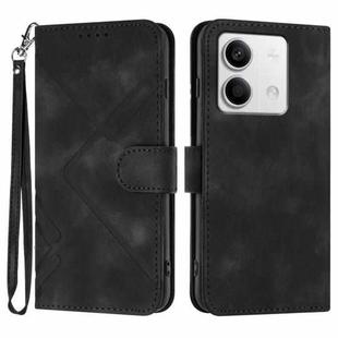 For Xiaomi Redmi Note 13 4G Line Pattern Skin Feel Leather Phone Case(Black)