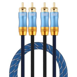 EMK 2 x RCA Male to 2 x RCA Male Gold Plated Connector Nylon Braid Coaxial Audio Cable for TV / Amplifier / Home Theater / DVD, Cable Length:1m(Dark Blue)