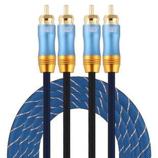 EMK 2 x RCA Male to 2 x RCA Male Gold Plated Connector Nylon Braid Coaxial Audio Cable for TV / Amplifier / Home Theater / DVD, Cable Length:2m(Dark Blue)