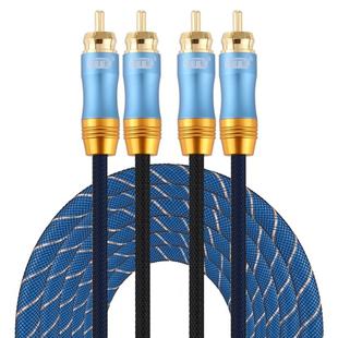 EMK 2 x RCA Male to 2 x RCA Male Gold Plated Connector Nylon Braid Coaxial Audio Cable for TV / Amplifier / Home Theater / DVD, Cable Length:5m(Dark Blue)