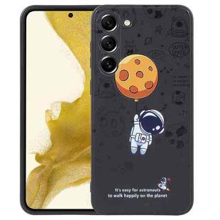 For Samsung Galaxy S22 5G Astronaut Pattern Silicone Straight Edge Phone Case(Planet Landing-Black)