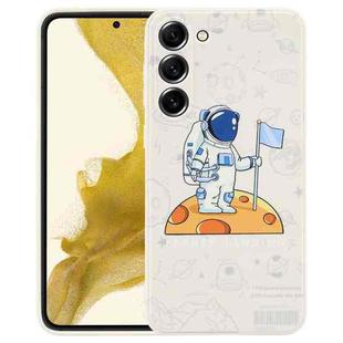 For Samsung Galaxy S22 5G Astronaut Pattern Silicone Straight Edge Phone Case(Planet Landing-White)