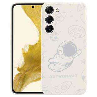 For Samsung Galaxy S22+ 5G Astronaut Pattern Silicone Straight Edge Phone Case(Flying Astronaut-White)