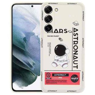 For Samsung Galaxy S21 5G Astronaut Pattern Silicone Straight Edge Phone Case(Mars Astronaut-White)