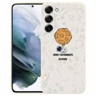 For Samsung Galaxy S21+ 5G Astronaut Pattern Silicone Straight Edge Phone Case(Lovely Astronaut-White)