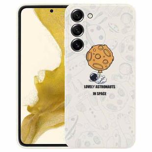 For Samsung Galaxy S21 Ultra 5G Astronaut Pattern Silicone Straight Edge Phone Case(Lovely Astronaut-White)