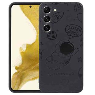 For Samsung Galaxy A32 4G Astronaut Pattern Silicone Straight Edge Phone Case(Flying Astronaut-Black)