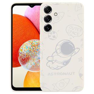 For Samsung Galaxy A14 Astronaut Pattern Silicone Straight Edge Phone Case(Flying Astronaut-White)