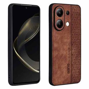 For Xiaomi Redmi Note 13 4G AZNS 3D Embossed Skin Feel Phone Case(Brown)